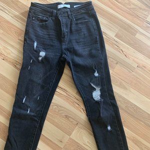 KanCan-Cropped Distressed-Black